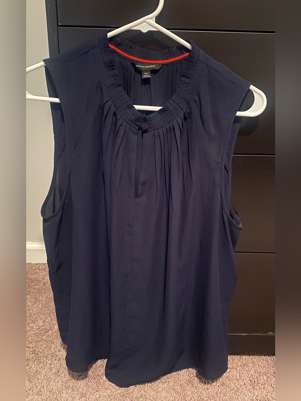 Banana Republic Navy Sleeveless Pleated Neck Camisole